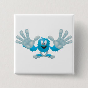 Chapa Cuadrada abrazo pegadizo diez monstruo azul peludo tonto