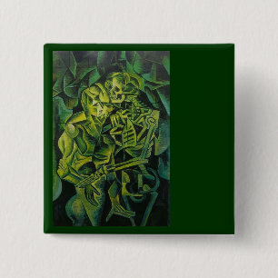 Chapa Cuadrada Abstract Man And Skeleton Geometric Art