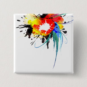 Chapa Cuadrada Abstract Wild Parrot Paint Splatters