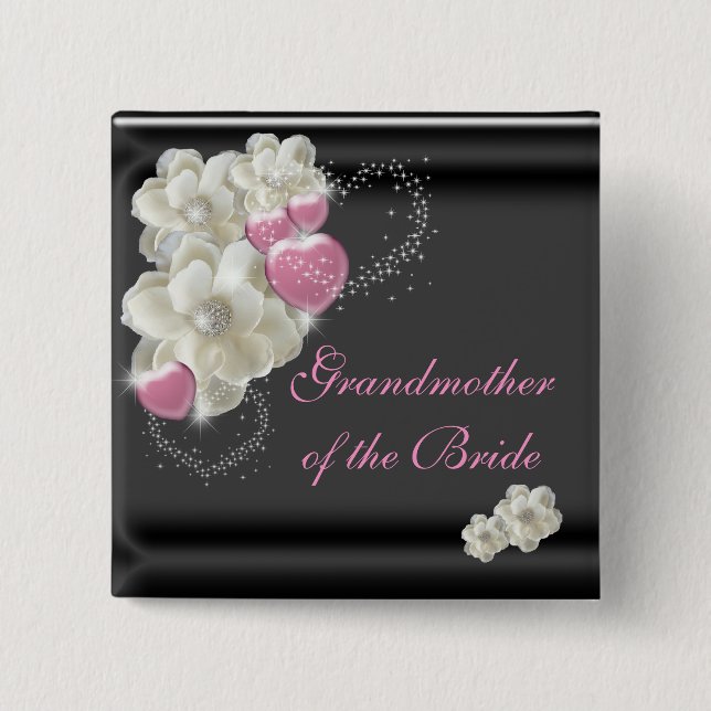 Chapa Cuadrada Abuela de novia blanca, rosa y negra (Anverso)