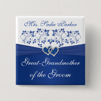 Chapa Cuadrada Abuela real floral blanca azul del Groom