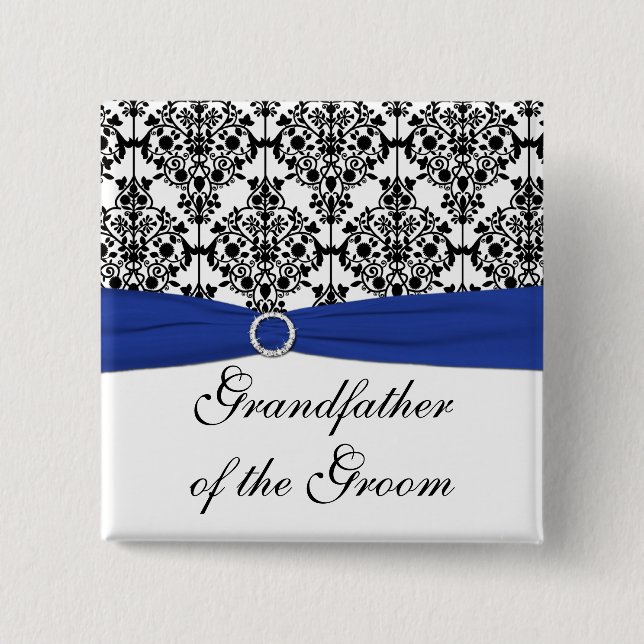 Chapa Cuadrada Abuelo de Damasco blanco azul del Groom (Anverso)