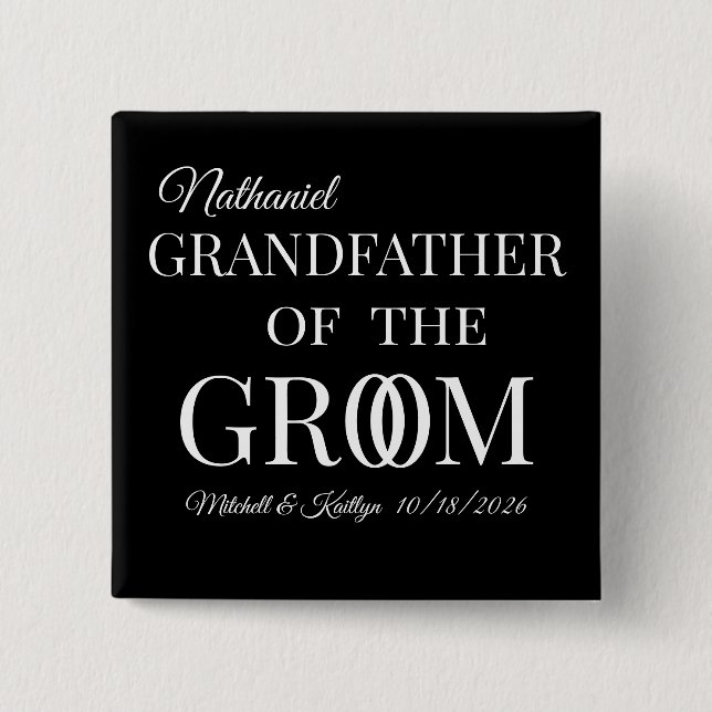 Chapa Cuadrada Abuelo del Boda Groom (Anverso)