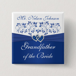 Chapa Cuadrada Abuelo floral azul real de la novia