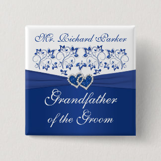 Chapa Cuadrada Abuelo floral azul real del Groom