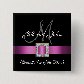 Chapa Cuadrada Abuelo rosado, negro, blanco del Pin de la novia