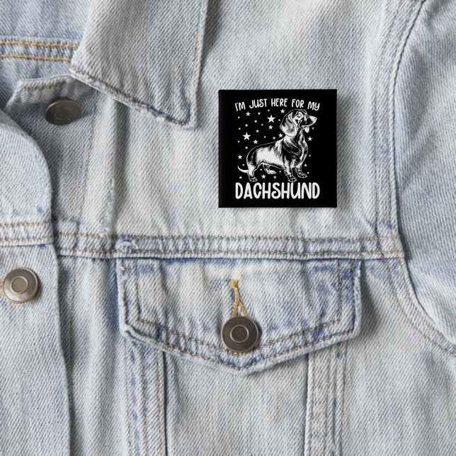 Chapa Cuadrada Acá Para Mi Cumpleaños De Dachshund Perro. (In situ)