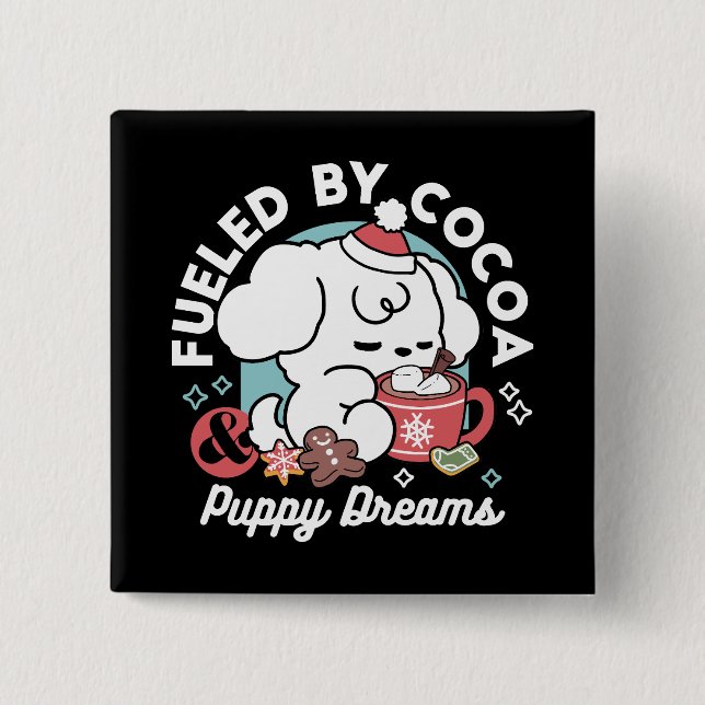 Chapa Cuadrada Acogedores sueños de cachorro - chocolate caliente (Anverso)