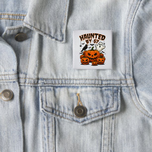 Chapa Cuadrada Acosado por 67 Famosos Fantasma Y Calabaza Hallowe