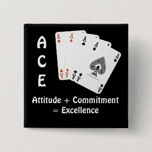 Chapa Cuadrada Actitud ACE + Compromiso = Excelencia