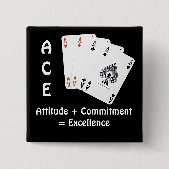 Chapa Cuadrada Actitud ACE + Compromiso = Excelencia (Anverso)
