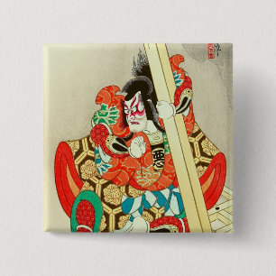 Chapa Cuadrada Actor guerrero kabuki japonés Samurai Man Art