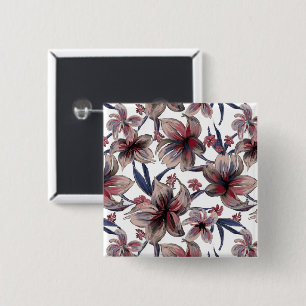 Chapa Cuadrada Acuarela Crimson Floral sobre blanco