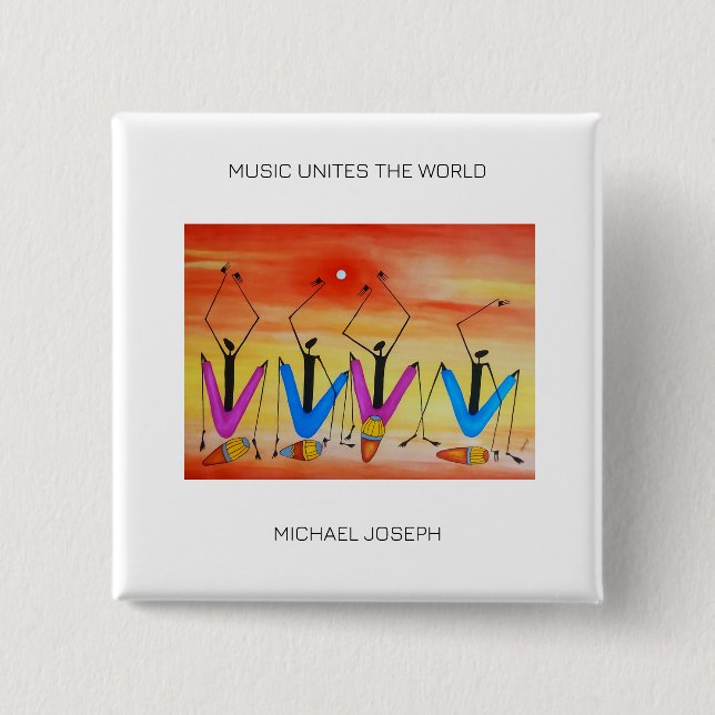 Chapa Cuadrada Acuarela Kenia: Arte Africano, Festival de Verano (Anverso)