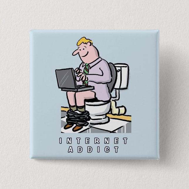 Chapa Cuadrada Adicción a la computadora, Internet y las redes so (Anverso)