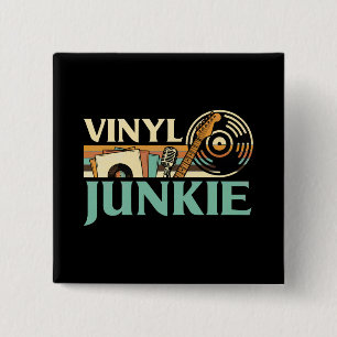 Chapa Cuadrada Adicto a vinilos Discos LP Tocar música Colección