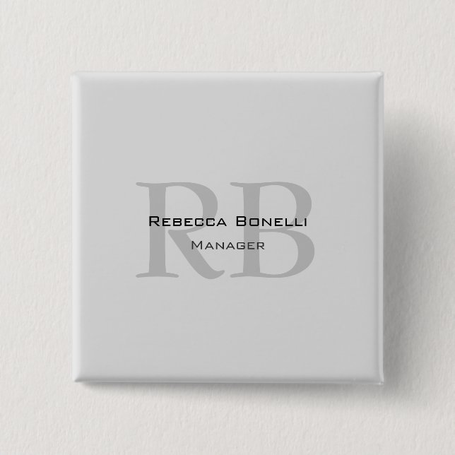 Chapa Cuadrada Administrador moderno de monogramas grises Añadir  (Anverso)
