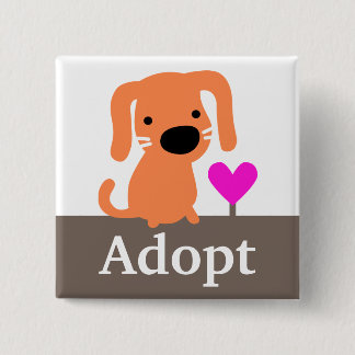 Chapa Cuadrada Adopción anaranjada del mascota del perro