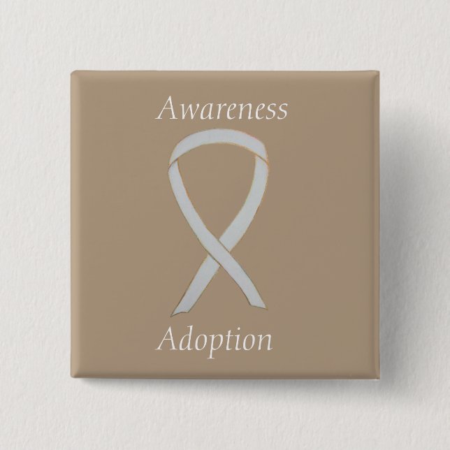 Chapa Cuadrada Adopción Concienciación Personalizado de cinta bla (Anverso)