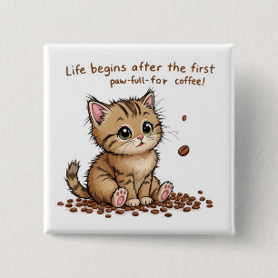 Chapa Cuadrada Adorable Café Kitten Wall Art