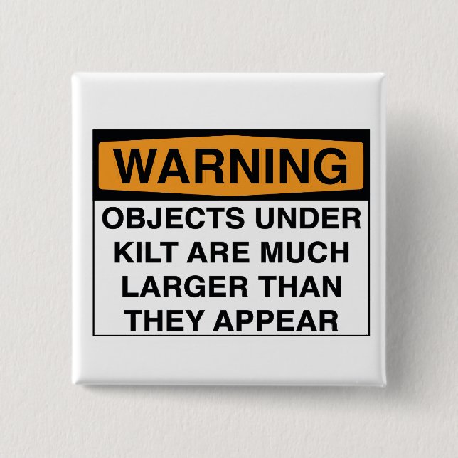 Chapa Cuadrada Advertencia - objetos grandes debajo de la falda (Anverso)