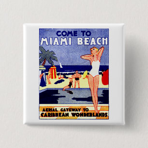 Chapa Cuadrada Afiche de Miami Beach 1925