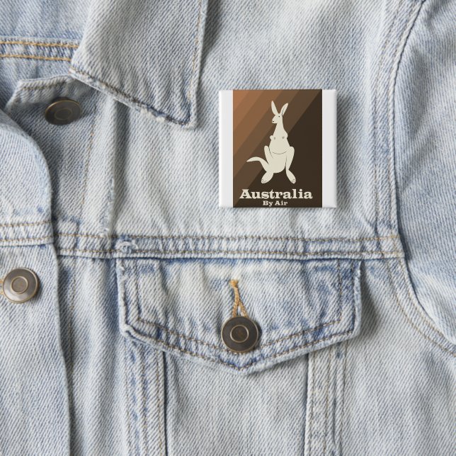 Chapa Cuadrada Afiche de viaje de Australia por Air Kangaroo. (In situ)