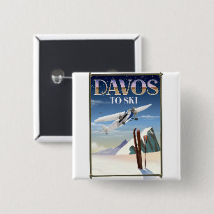 Chapa Cuadrada Afiche de viaje de Davos Suiza