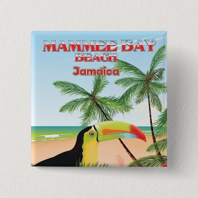 Chapa Cuadrada Afiche de viaje de Mammee Bay Beach Jamaica (Anverso)