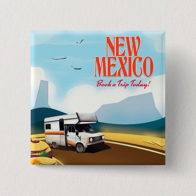 Chapa Cuadrada Afiche de viaje de Nuevo México (Anverso)