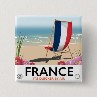 Chapa Cuadrada Afiche de viaje de playa de Francia
