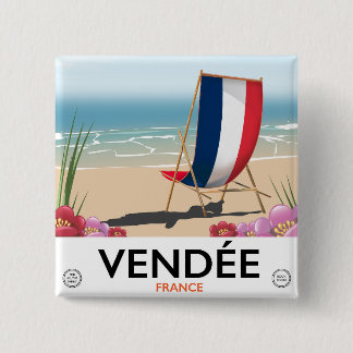 Chapa Cuadrada Afiche de viaje de playa de Francia