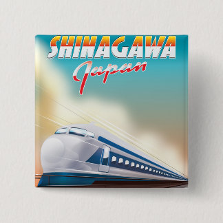 Chapa Cuadrada Afiche de viaje de Shinagawa Japón.