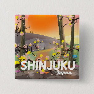Chapa Cuadrada Afiche de viaje de Shinjuku Japón
