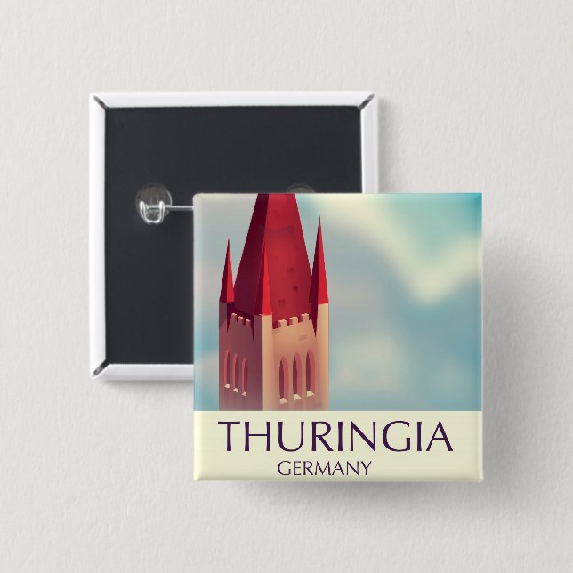 Chapa Cuadrada Afiche de viaje de Turingia Alemania (Anverso y reverso)