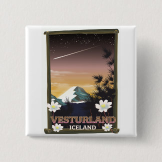 Chapa Cuadrada Afiche de viaje de Vesturland Islandia