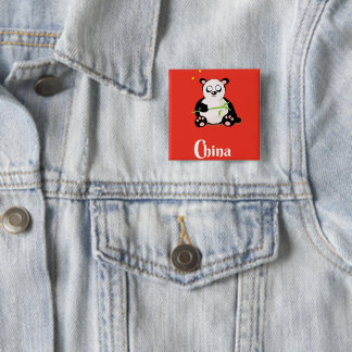 Chapa Cuadrada Afiche de viaje del China Panda.