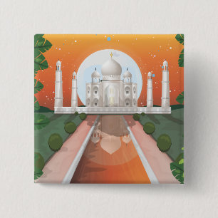 Chapa Cuadrada Afiche de viaje del logo del icono del mundo indio