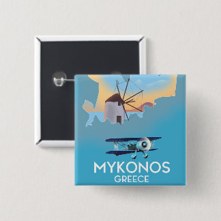 Chapa Cuadrada Afiche de viaje del Mapa de Grecia de Mykonos
