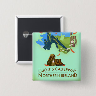 Chapa Cuadrada Afiche de viaje del mapa de Irlanda del Norte de l