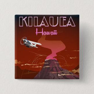 Chapa Cuadrada Afiche de viaje en avión de Kilauea Hawaii