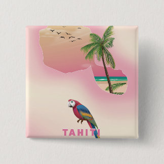 Chapa Cuadrada Afiche de viaje en mapas de Tahití