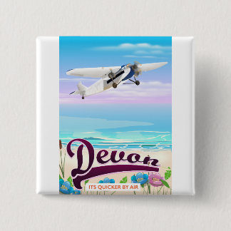 Chapa Cuadrada Afiche de viaje en vuelo vintage de Devon