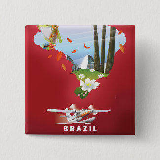 Chapa Cuadrada Afiche de viaje ilustrado por Brasil.