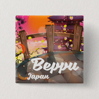 Chapa Cuadrada Afiche de viaje japonés de Beppu