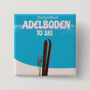 Chapa Cuadrada Afiche de viaje para esquiar en Adelboden Suiza