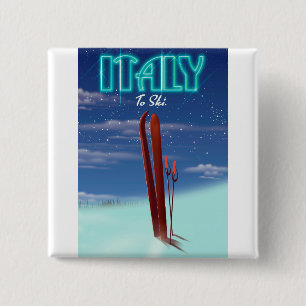 Chapa Cuadrada Afiche de viaje para esquiar "Hielo" en Italia.