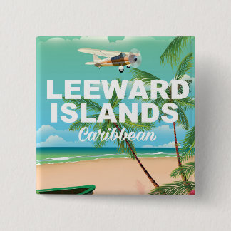 Chapa Cuadrada Afiche de viaje retro de las Islas Leeward
