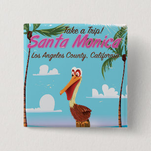 Chapa Cuadrada Afiche de viaje retro del Personalizado de Santa M