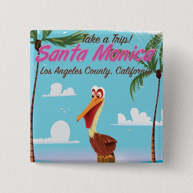 Chapa Cuadrada Afiche de viaje retro del Personalizado de Santa M (Anverso)